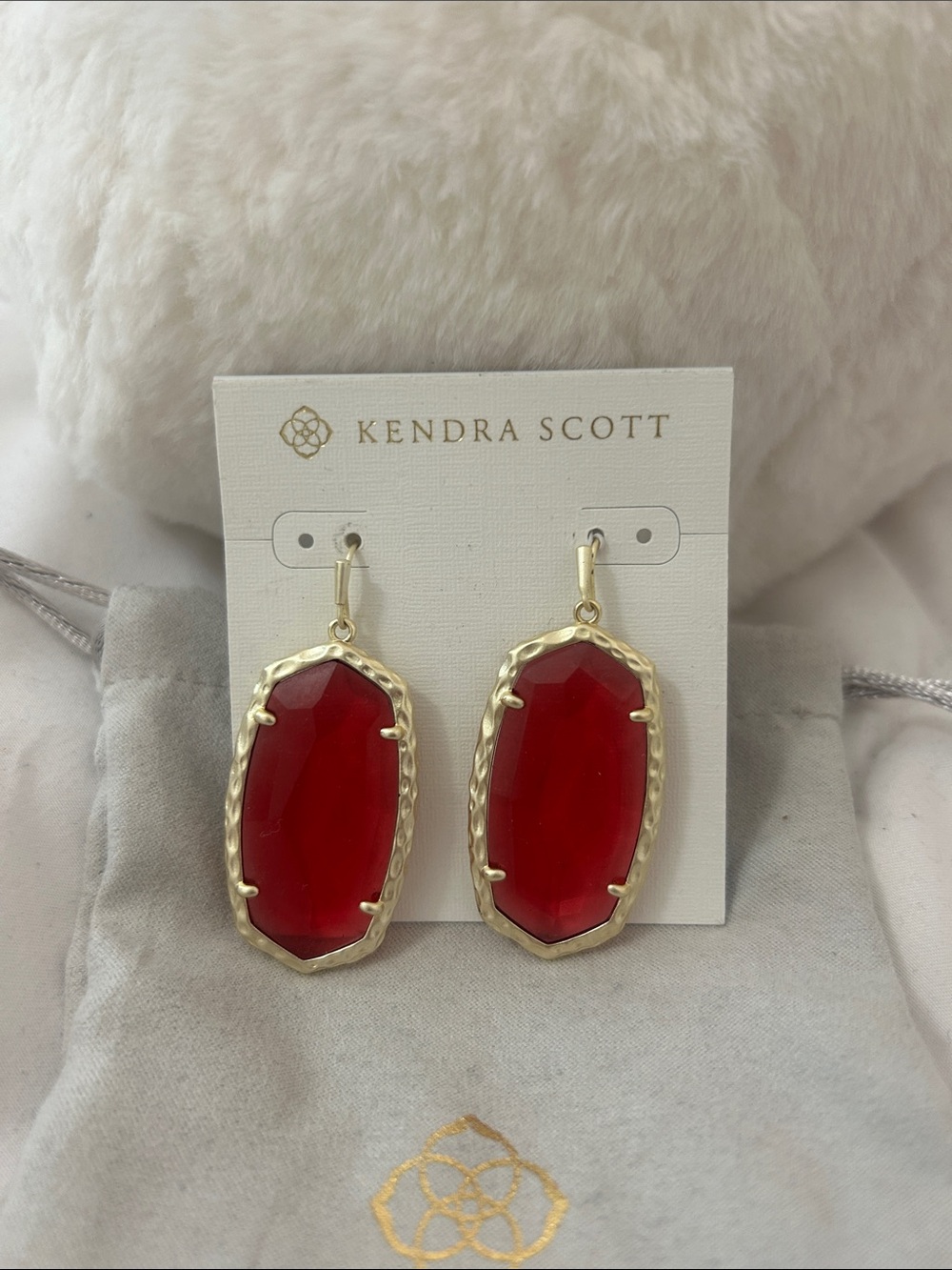Kendra Scott Elle Gold Red Drop Earrings NWT